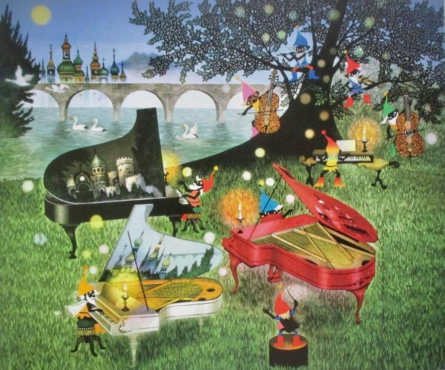 藤城清治　3台のピアノ　リトグラフ 藤城清治 3台のピアノ リトグラフ - メルカリ